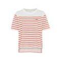 T-Shirt LASCANA, Damen, Gr. 32/34, orange (weiß, orange gestreift), Jersey, Obermaterial: 100% Baumwolle, gestreift, casual, figurumspielend hüftlang, Rundhals, Kurzarm, Shirts, mit Streifen, Kurzarmshirt aus Baumwolle, schlanke Optik, Basic