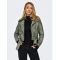 Lederimitatjacke ONLY "ONLMACY WASHED BIKER CC OTW" Gr. M (38), grün (shadow detail:washed), Damen, Web, Obermaterial: 100% Polyester, unifarben, Jacken