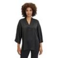 Shirtbluse VERA MONT "Vera Mont Blusenshirt mit Seitenschlitzen", Damen, Gr. 38, schwarz, Satin, Obermaterial: 100% Polyester., elegant, oversize normal, V-Ausschnitt, 3/4-Ärmel, Blusen