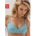 Bügel-BH VIVANCE, Damen, Gr. 100, Cup D, blau (türkis), Spitze, Microtouch, Obermaterial: 87% Polyamid, 13% Elasthan, feminin, BHs, aus floraler Spitze mit feiner Schnürung aus Satin Bändern, Dessous