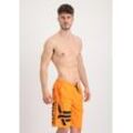 Shorts ALPHA INDUSTRIES "Alpha Industries Men - Beachwear Side Print Board Short", Herren, Gr. S, Normalgrößen, orange (alpha orange), Obermaterial/Futter: 100% Polyester, Hosen