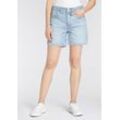 Bermudas LEVI'S "501 MID THIGH SHORT", Damen, Gr. 25, N-Gr, blau (ojai luxor last shor), Denim/Jeans, Obermaterial: 100% Baumwolle, casual, figurbetont, Hosen, mit Fransen am Saum