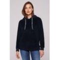 Kapuzensweatshirt SOCCX, Damen, Gr. M, blau, Material Rumpf: 100% Polyester, Futter Kapuze: 65% Baumwolle, 35% Polyester, bedruckt, casual, lässig geschnitten, Rundhals, Langarm eingesetzt Rippbündchen, Sweatshirts, mit Seitenschlitze