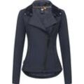 Sweatjacke RAGWEAR "Saskie", Damen, Gr. L (40), blau (navy), 95% Polyester, 5% Elasthan, modisch, figurumspielend hüftlang, hoch geschlossener Ausschnitt, Langarm eng normaler Saum mit Daumenlöchern, Sweatjacken, Modische Damen Kapuzenjacke mit kuschlig weichem Innenfutter