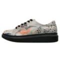 Plateausneaker DOGO "Damen Myra Birds Chirping Vegan Damen Sneaker / female" Gr. 36, Normalschaft, grau, Damen, Lederimitat, Schuhe Schnürschuh Skaterschuh Sneaker low, Vegan