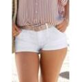 Hotpants BUFFALO Gr. 34, N-Gr, weiß, Damen, Denim/Jeans, Obermaterial: 98% Baumwolle, 2% Elasthan, Hosen Shorts Strandshorts, mit Taschen, kurze Hose, Jeansshorts, elastisch