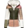 Steppjacke NAVAHOO "Multikulti" Gr. L (40), beige (natur) Damen Jacken stylische Colorblocking Übergangsjacke m. Kapuze