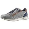 Sneaker MUSTANG SHOES Gr. 44, grau (grau-navy) Herren Schuhe mit Außenreißverschluss, Freizeitschuh, Halbschuh, Schnürschuh