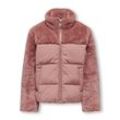 Steppjacke KIDS ONLY "KOGWANJA FUR PUFFER MIX COAT OTW" Gr. 128, rosa (light mahogany), Mädchen, Web, Steppware, Obermaterial: 50% Nylon, 50% Polyester, unifarben, Jacken