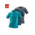 T-Shirt H.I.S, Herren, Gr. 4/S, grün (dunkelpetrol, dunkelgrau, petrol), Jersey, Obermaterial: 100% Baumwolle, unifarben, Basic, bequem, Rundhals, Kurzarm abgesteppte Kante, Shirts, aus Baumwolle perfekt als Unterziehshirt