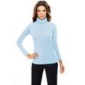 Rollkragenshirt HEINE "Rollkragen-Shirt" Gr. 36, blau (bleu), Damen, 95% Baumwolle, 5% Elasthan, unifarben, Shirts