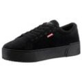 Plateausneaker LEVI'S "Tijuana 2.0", Damen, Gr. 37, schwarz, Textil, sportlich, Schuhe, Freizeitschuh, Halbschuh, Schnürschuh mit 4-cm-Plateausohle