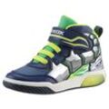 Sneaker GEOX "J INEK BOY C - Blinkschuh", Kinder, Gr. 28, bunt (navy, limette), Lederimitat, Textil, kontrastfarbene Details, casual, Schuhe, High Top Sneaker, Schnürboots mit coolem Motiv