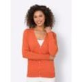 Strickjacke HEINE, Damen, Gr. 34, orange, 100% Baumwolle, unifarben, Langarm, Strickjacken