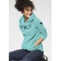 Kapuzensweatshirt RAGWEAR "GRIPYBUTTON", Damen, Gr. XS (34), grün (mint 5040), Sweatware, Obermaterial: 70% Baumwolle, 30% Polyester, meliert, kontrastfarbene Details, casual, figurbetont, Langarm Rippbündchen, Sweatshirts, Sweater mit rustikalen Kordel-Akzenten