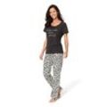 Pyjama VIVANCE DREAMS, Damen, Gr. 32/34, grau (grau, gemustert), Single Jersey, Obermaterial: 50% Baumwolle, 50% Viskose, feminin, Basic schmal lang, Rundhals, Homewear-Sets