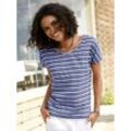 T-Shirt CASUAL LOOKS "Shirt" Gr. 40, blau (marine, gestreift), Damen, 65% Polyester, 35% Baumwolle, gemustert, mehrfarbig, bedruckt, gestreift, Shirts