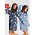 Sleepshirt VIVANCE DREAMS, Damen, Gr. 32/34, N-Gr, blau (hellblau gemustert), Single Jersey, Obermaterial: 50% Baumwolle, 50% Polyester, Basic, Basic kurz, Rundhals, Langarm Bündchen, Kleider, mit Sterne-Druck