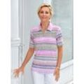 Poloshirt CASUAL LOOKS "Shirt", Damen, Gr. 40, pink (fuchsia, geringelt), 50% Baumwolle, 50% Modal, gemustert, mehrfarbig, Kurzarm, Shirts