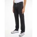 Regular-fit-Jeans TOMMY JEANS "RYAN RGLR STRGHT" Gr. 32, Länge 34, schwarz (black denim) Herren Jeans mit Logoprägung