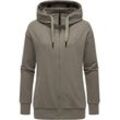 Kapuzensweatjacke RAGWEAR "Yodis Zip" Gr. 4XL (48), braun, Damen, Sweatware, Obermaterial: 70% Baumwolle, 30% Polyester, Sweatjacken, weicher Damen Zip-Hoodie mit Kapuze