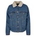 Jeansjacke URBAN CLASSICS "Urban Classics Damen Ladies Oversized Sherpa Denim Jacket" Gr. L, blau (clearblau washed), Damen, 100% Baumwolle, unifarben, Jacken