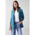 Kurzjacke CECIL Gr. L (42), blau (aqua melange) Damen Jacken mit abnehmbarer Kapuze