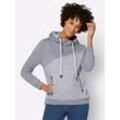 Kapuzensweatshirt CASUAL LOOKS Gr. 36, grau (steingrau, meliert), Damen, 60% Baumwolle, 40% Polyester, 40% Baumwolle, 60% Polyester, gemustert, mehrfarbig, unifarben, Sweatshirts