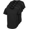 T-Shirt ONLY & SONS "ONSMATT LONGY SS TEE 5-PACK", Herren, Gr. M, schwarz, Single Jersey, Obermaterial: 100% Baumwolle, unifarben, Basic, relaxed fit lang, Rundhals, Kurzarm, Shirts