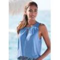 Tanktop LASCANA Gr. 32/34, blau Damen Tops mit Zieraccessoire, lässiges Blusentop, elegant