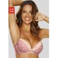 Push-up-BH LASCANA "Belinda" Gr. 70, Cup C, rosa (rose, pfirsich), Damen, Satin, Spitze, Obermaterial: 70% Polyamid, 17% Polyester, 13% Elasthan, BHs, Cups aus schöner Satinware mit Spitze überzogen, sexy Dessous