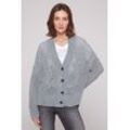 Cardigan SOCCX Gr. M/L, grau (cold grey) Damen Strickjacken mit Lochmuster