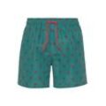 Badeshorts S.OLIVER, Herren, Gr. M, N-Gr, bunt (petrol, hummer), Recycling-Polyester, Microfaser, bedruckt, kontrastfarbene Details, Badehosen, mit Palmen-Design