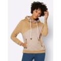 Kapuzensweatshirt CASUAL LOOKS Gr. 36, braun (camel), Damen, 60% Baumwolle, 40% Polyester, gemustert, mehrfarbig, unifarben, Sweatshirts