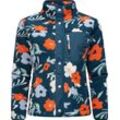 Plüschjacke RAGWEAR "Appopis Print", Damen, Gr. 4XL (48), blau (petrol), Material: 100% Polyester, modisch, figurumspielend hüftbedeckend, hoch geschlossener Ausschnitt, Langarm Ärmel ohne Ärmelschlitz elastischer Bund, Jacken, Auffällige flauschige Übergangsjacke aus Teddyfleece