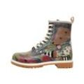 Schnürboots DOGO "Damen Boots Bear and Flowers Vegan Damen / female" Gr. 36, Normalschaft, beige (natur) Damen Schuhe Vegan