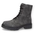 Schnürboots DOCKERS BY GERLI, Damen, Gr. 39, schwarz (dunkelgrau, schwarz), Nubuklederimitat, casual, Schuhe, Blockabsatz, Stiefel, Schnürstiefelette mit feinem Ziernähten