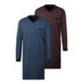 Nachthemd LE JOGGER, Herren, Gr. 44/46, N-Gr, blau (blau, marine), Jersey, Obermaterial: 100% Baumwolle, gemustert, Basic, bequem kniefrei, V-Ausschnitt, Langarm abgesteppte Kante, Kleider, in bequemer Weite