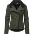 Strickfleecejacke RAGWEAR "Saskie Melange" Gr. L (40), grau (graugrün), Damen, Obermaterial: 56% Polyester, 44% Baumwolle, Innenfutter: 100% Polyester, Jacken, Grob gestrickte Damen-Jacke mit Teddyfell-Futter