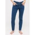 Slim-fit-Jeans ANGELS "SKINNY BUTTON", Damen, Gr. 44, Länge 28, blau (mid blau), Denim/Jeans, Obermaterial: 92% Baumwolle, 6% Polyester, 2% Elasthan, casual, slim fit, Jeans