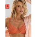 Bügel-BH VIVANCE, Damen, Gr. 100, Cup E, orange (tangerine), Spitze, Microtouch, Obermaterial: 87% Polyamid, 13% Elasthan, feminin, BHs, aus floraler Spitze mit feiner Schnürung aus Satin Bändern, Dessous