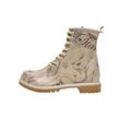 Schnürboots DOGO "Damen Wb Long Boots Tweety With Roses 36 Farbig Vegan Damen Boot", Damen, Gr. 41, Normalschaft, grau (beige, grau), Lederimitat, Schuhe, Vegan