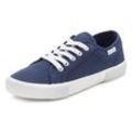 Sneaker LASCANA, Damen, Gr. 35, blau (marine), Obermaterial: 100% Textilmaterial. Futter: 100% Textilmaterial. Decksohle: 100% Textilmaterial. Laufsohle: 100% Synthetik, unifarben, casual, Schuhe, aus Textil, Schnürhalbschuh, Freizeitschuh, Topseller