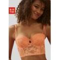 Corsage LASCANA Gr. 70, Cup D, orange (mandarine) Damen Corsagen mit edler Spitze und feinem Glitzeraccessoire