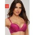 Push-up-BH S.OLIVER "Adèle" Gr. 70, Cup C, lila (beere), Damen, Microtouch, Obermaterial: 71% Polyamid, 17% Polyester, 12% Elasthan, BHs, mit graphischer Spitze und Metallaccessoire, Dessous