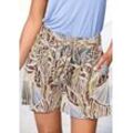 Strandshorts LASCANA Gr. 34, N-Gr, bunt (creme, khaki, hellblau, braun bedruckt), Damen, Jersey, Obermaterial: 100% Viskose, bedruckt, Hosen, mit fixiertem Bindegürtel, kurze Hose mit Alloverprint