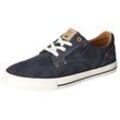 Sneaker MUSTANG SHOES Gr. 43, blau (dunkelblau) Herren Schuhe Freizeitschuh, Halbschuh, Schnürschuh mit Ziernaht