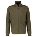 Strickjacke LERROS, Herren, Gr. XXL, grün (aged olive), Feinstrick, Obermaterial: 94% Baumwolle, 4% Polyester, 2% Elasthan, unifarben, casual, regular fit normal, Rundhals, Langarm Bündchen, Strickjacken, mit Reißverschluss und Stehkragen