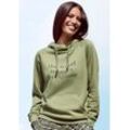 Hoodie LASCANA Gr. 32/34, grün (khaki), Damen, Obermaterial: 50% Baumwolle, Polyester, Sweatshirts mit Statement Druck, Loungeanzug