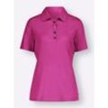 Poloshirt CASUAL LOOKS "Poloshirt", Damen, Gr. 42, pink (magenta), 95% Viskose, 5% Elasthan, unifarben, Kurzarm, Shirts